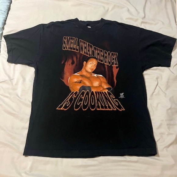 Vintage WWF Can You Smell What The Rock Is Cooking Tee Shirt - Picture 1 of 11